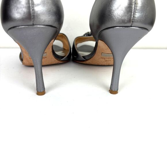Badgley Mischka Silver Metallic Peep Toe Heels 9M wedding event evening cocktail - Picture 4 of 8